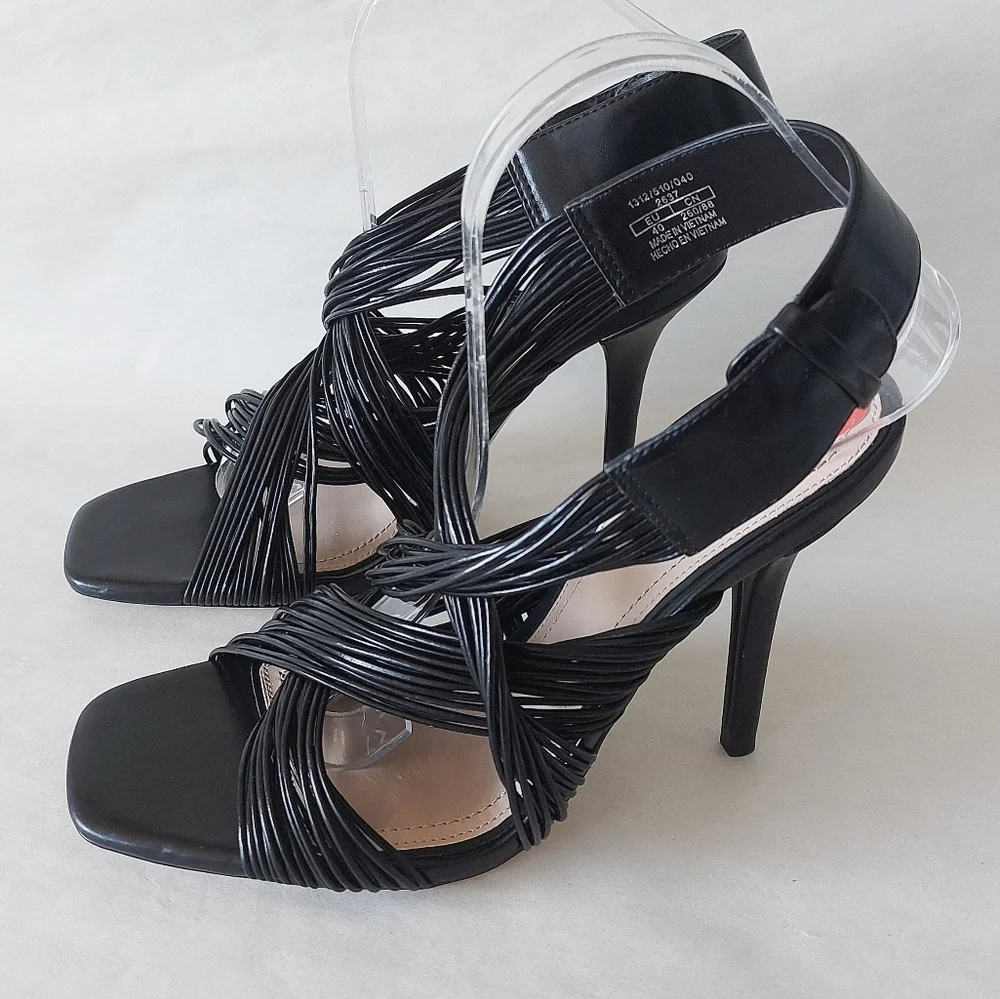 Zara Black Strappy High Heel Sandals - Picture 4 of 11